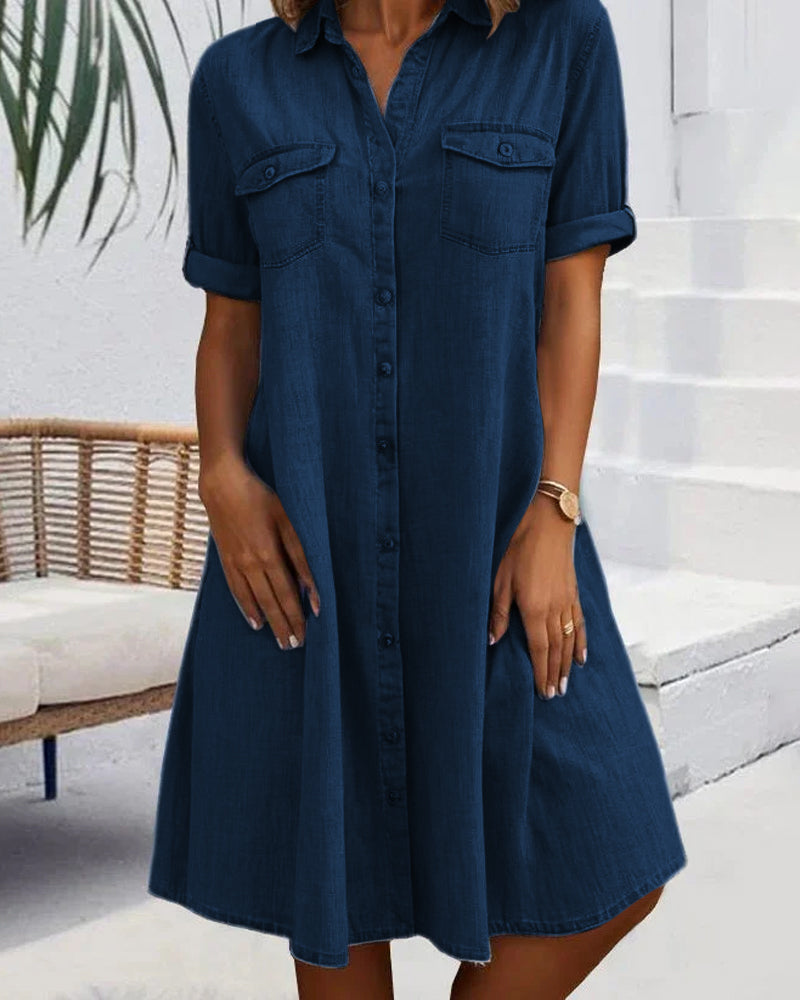 Rianne™ | Elegante vintage jurk met korte mouwen, kraag en knopen