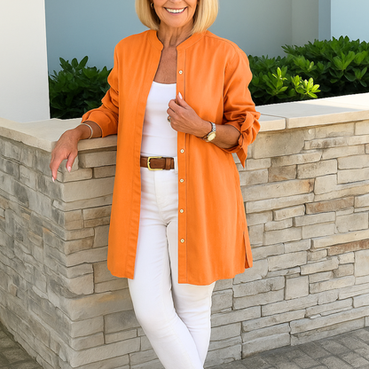 Louise™ | Effen overhemd blouse met strik mouwen