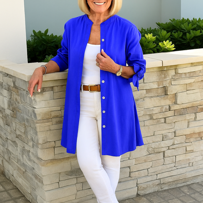 Louise™ | Effen overhemd blouse met strik mouwen