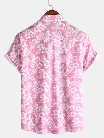 Hawaïblouse met korte mouwen en bloemenpatroon