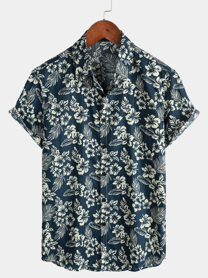 Katoenen Hawaii Overhemd met Korte Mouwen