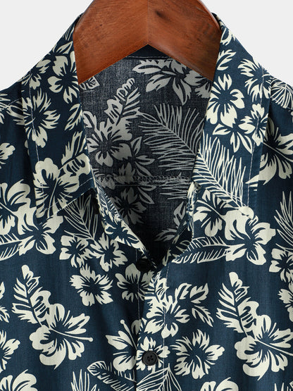Katoenen Hawaii Overhemd met Korte Mouwen