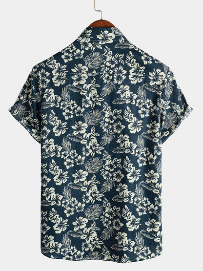 Katoenen Hawaii Overhemd met Korte Mouwen