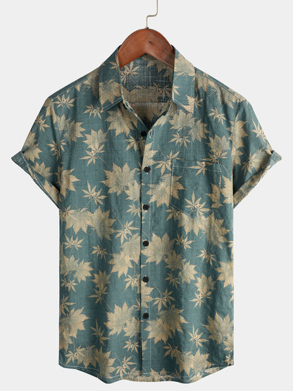 Katoenen Hawaii Overhemd met Korte Mouwen