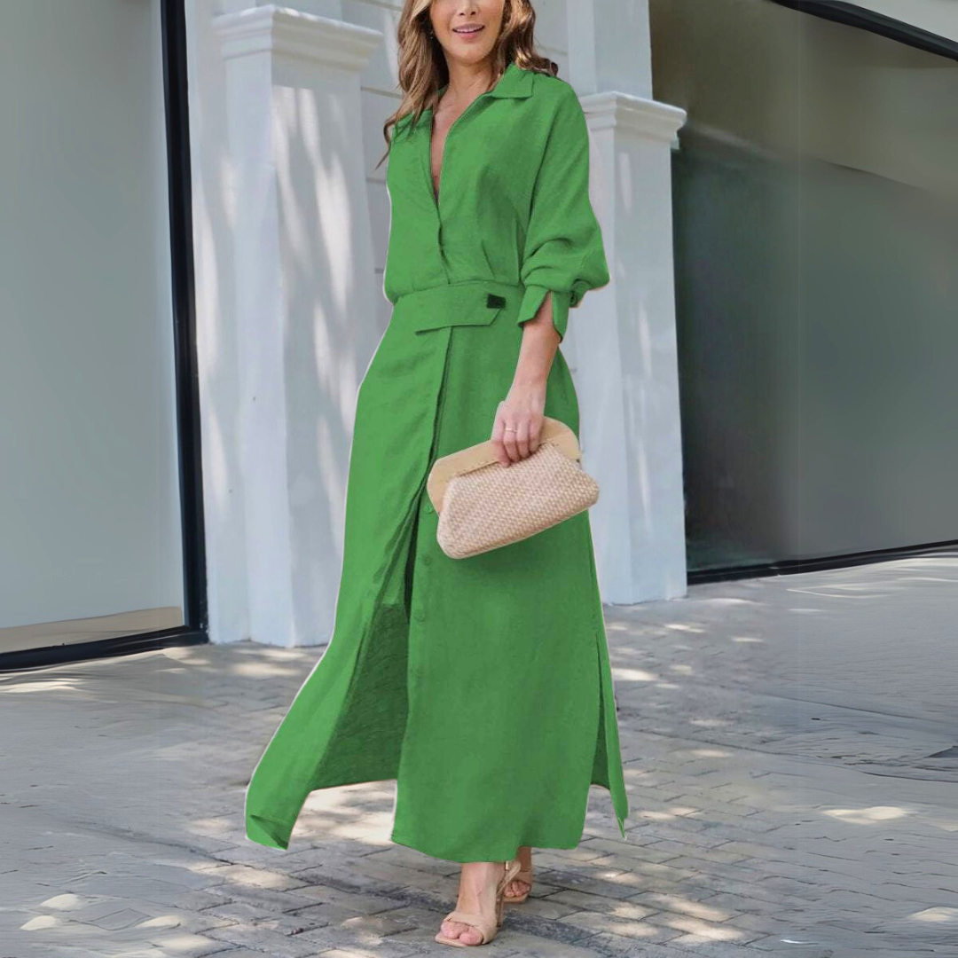 Jeanette™ | Elegante maxi-jurk met V-hals