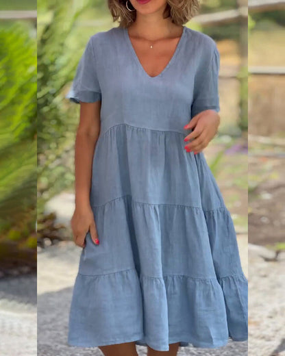 Nathalie™ | Effen jurk met V-hals