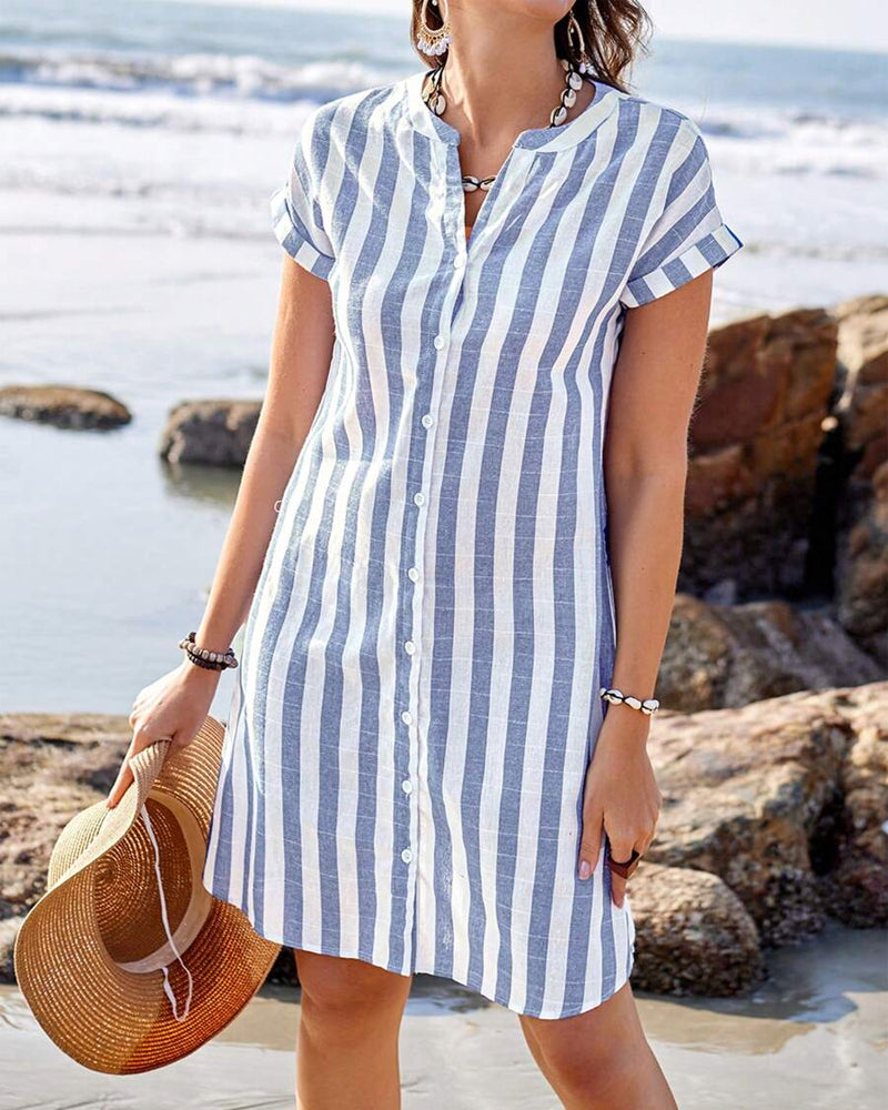 Martine™ | Elegante gestreepte overhemdjurk