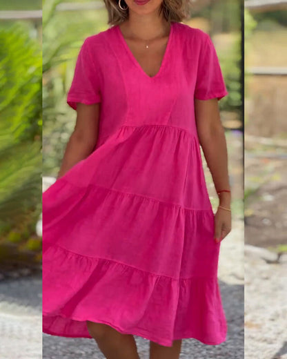 Nathalie™ | Effen jurk met V-hals