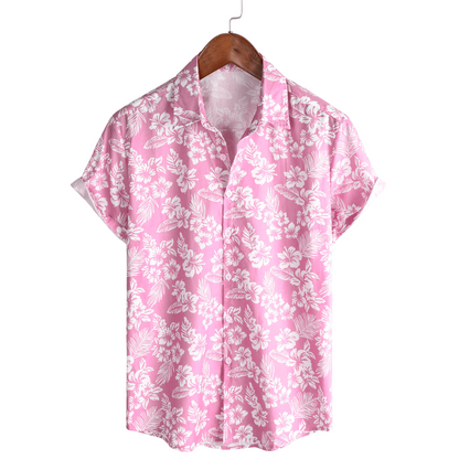 Hawaïblouse met korte mouwen en bloemenpatroon