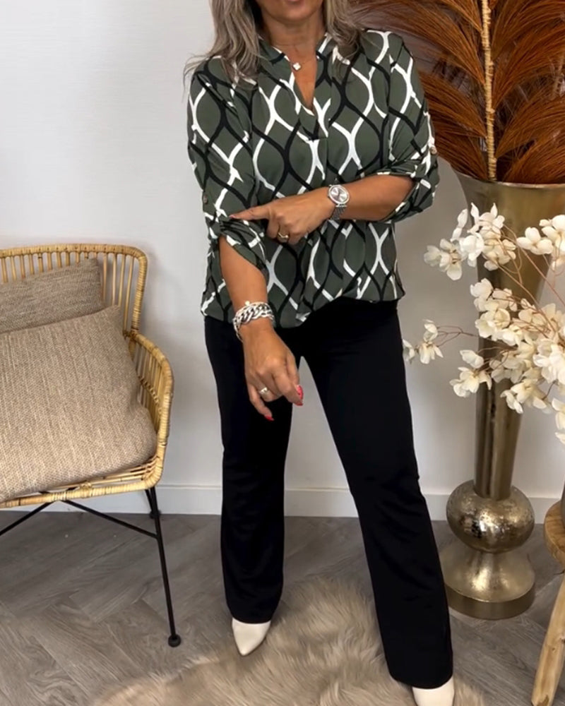 Janny™ | Casual Blouse met Lange Mouwen en Elegant Patroon