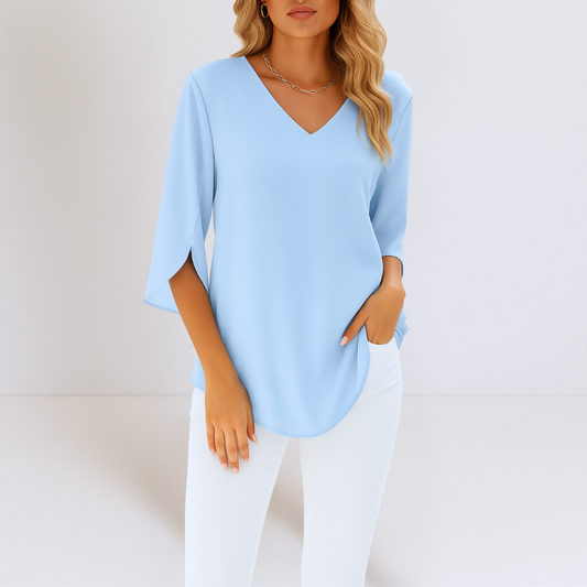 Sophie™ | Elegante blouse met V-hals en gespleten mouwen