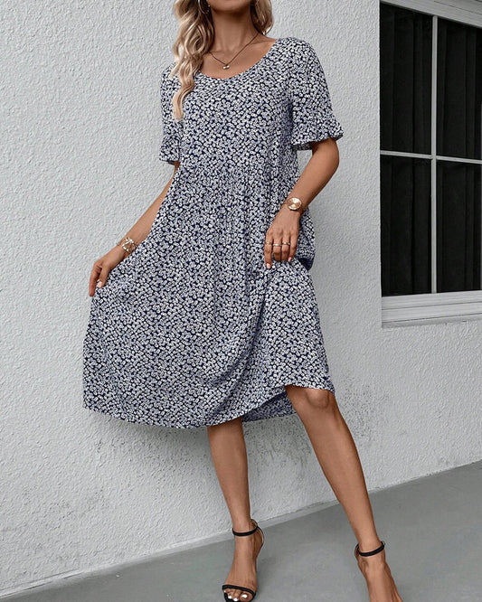 Fleur™ | Elegante bloemen midi-jurk