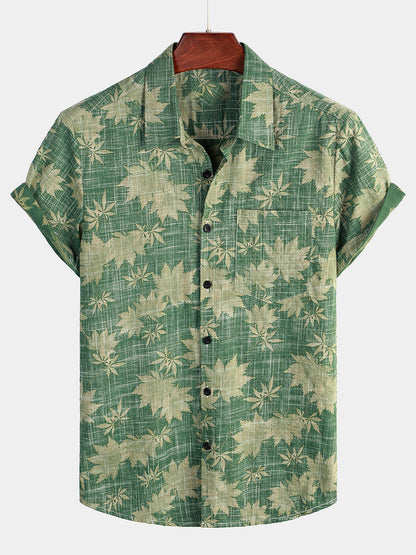 Katoenen Hawaii Overhemd met Korte Mouwen