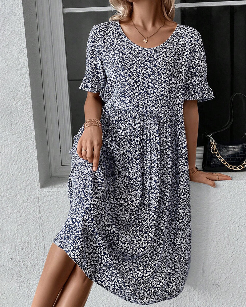 Fleur™ | Elegante bloemen midi-jurk