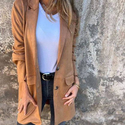 Halflange casual damesjas met knooprevers